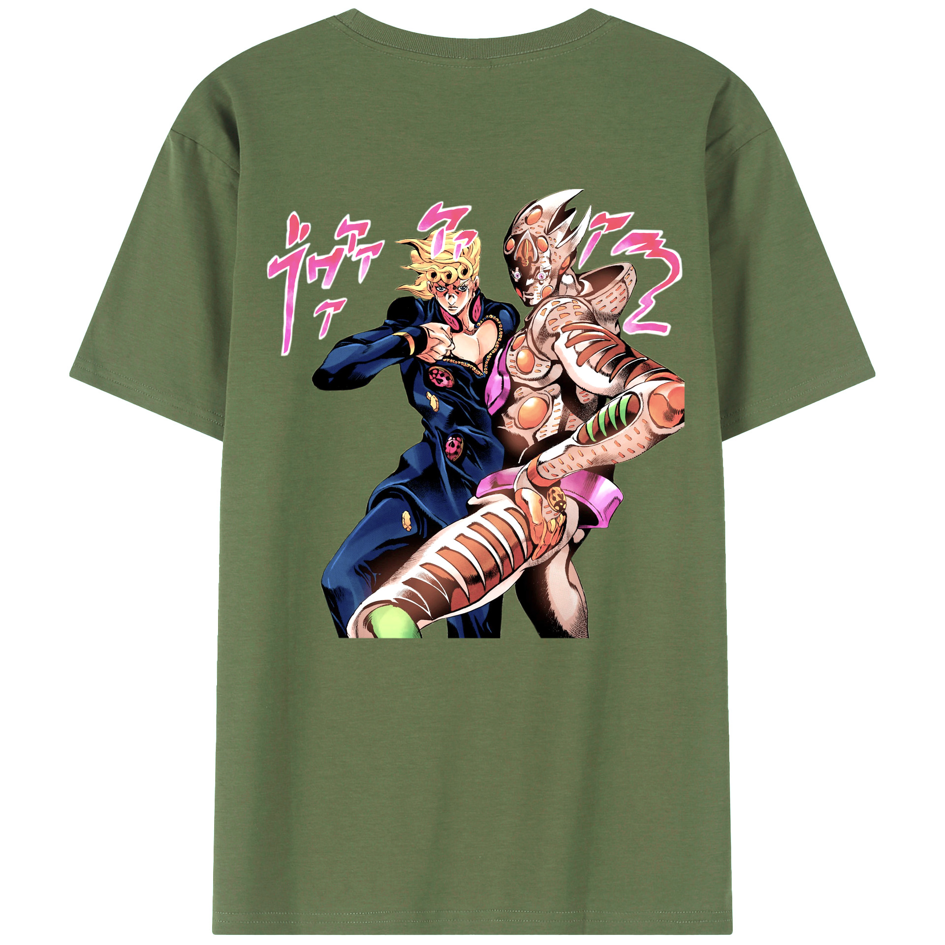 （画像用） ジョジョの奇妙な冒険 ジョルノ?ジョバァーナ JoJo's Bizarre Adventure Giorno Giovanna 綿100％ メンズ半袖Tシャツ（バックプリント） 通気性